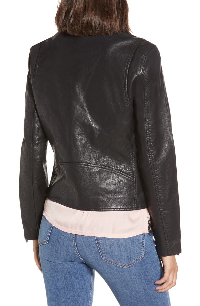 BLANKNYC Faux Leather Moto Jacket, Alternate, color, Onyx