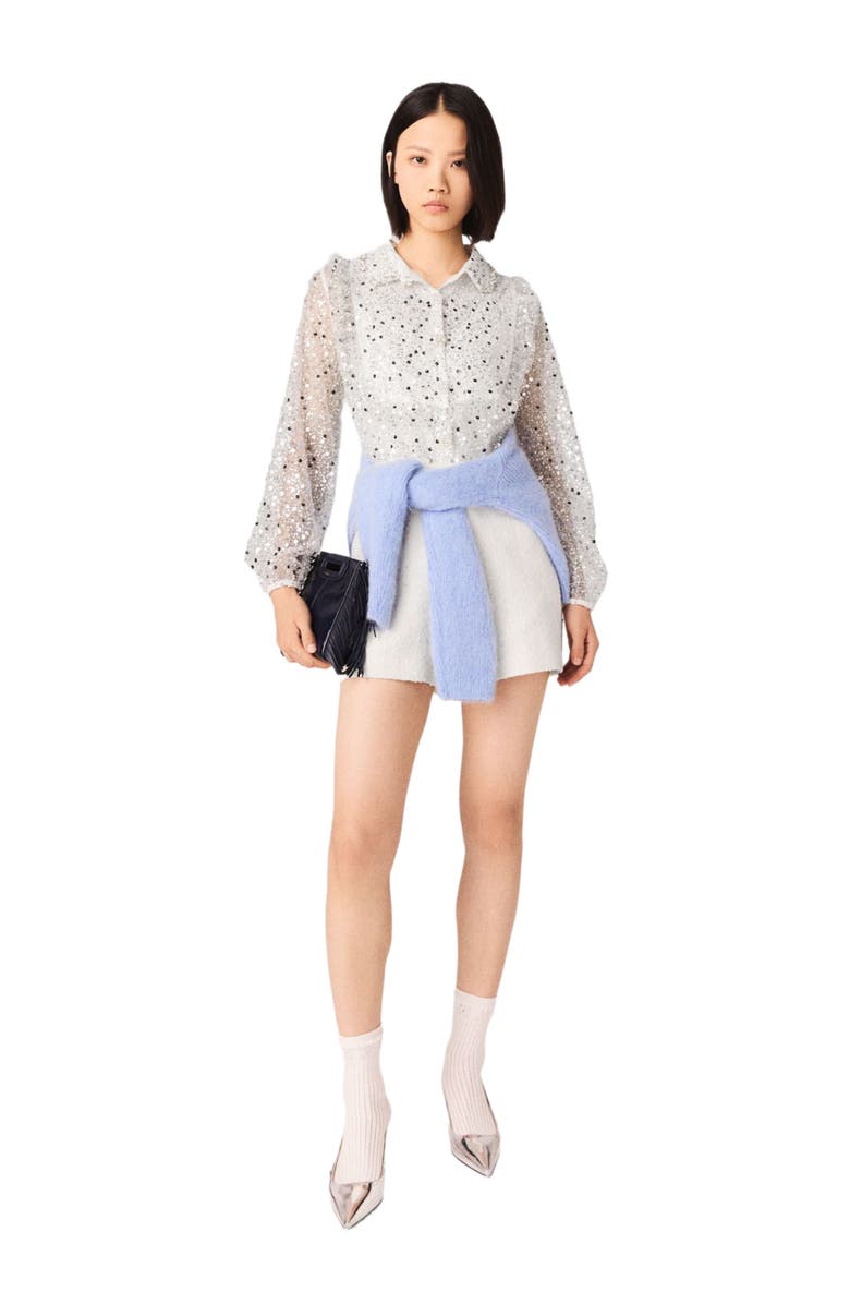 maje Tweed playsuit, Alternate, color, Ecru