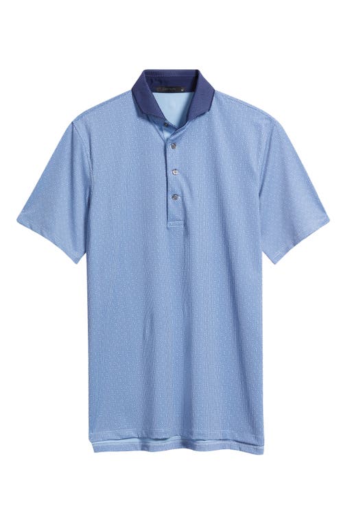 Greyson Pathfinder Logo Print Performance Golf Polo In Blue