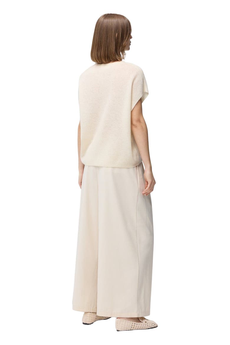 Batwing Short-Sleeved Cashmere Top, Alternate, color, off white