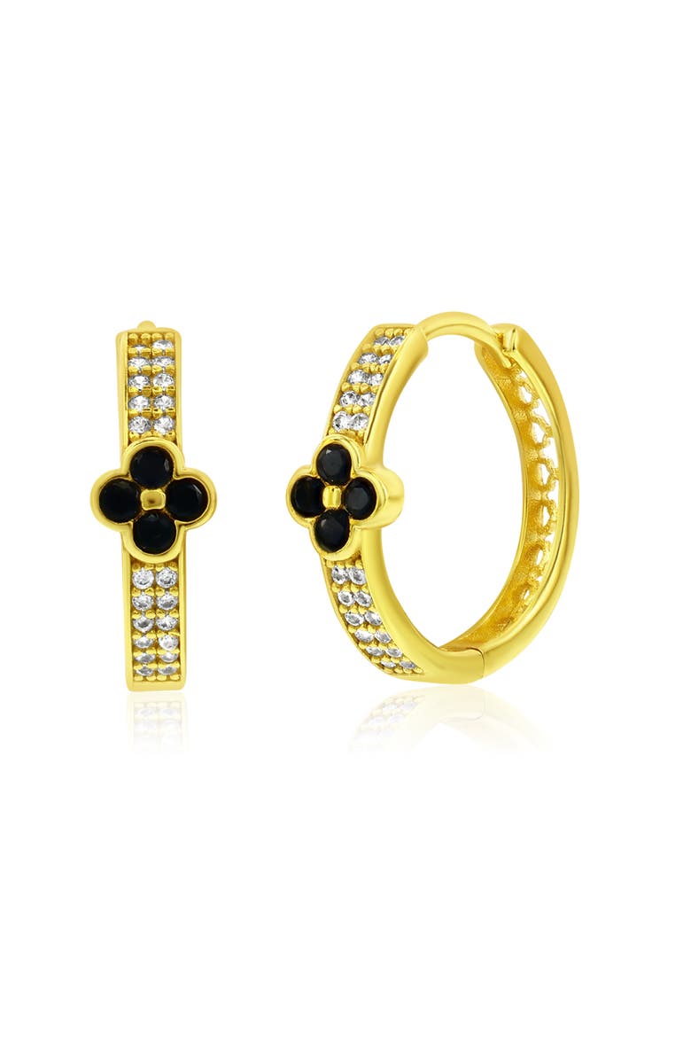 Sterling Silver Flower Hoops, Main, color, Gold