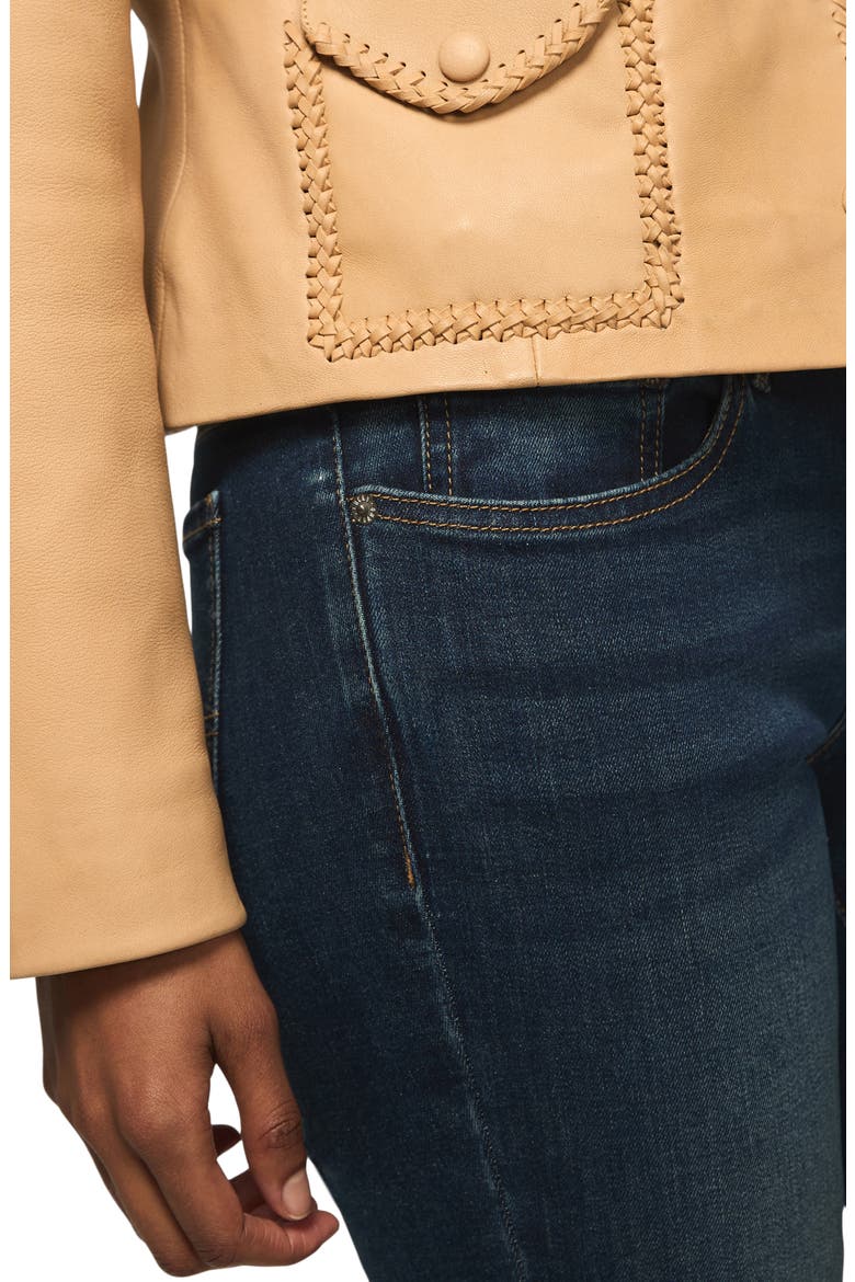 Festival Braided Seamed Leather Jacket, Alternate, color, TAN