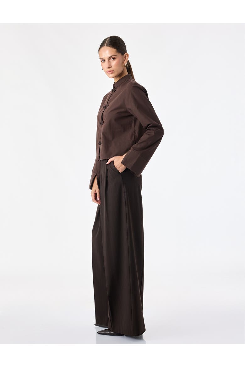 Mandarin Collar Shirt With Napoleon Closure, Alternate, color, BROWN