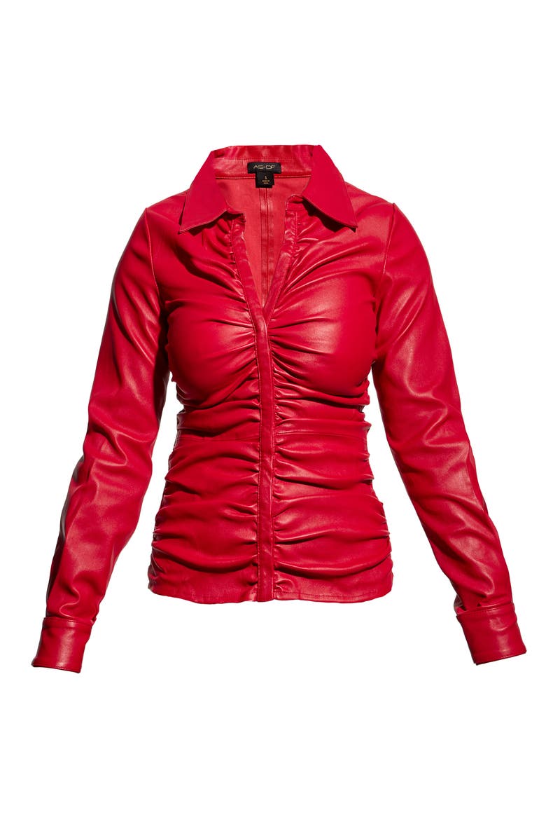 AS by DF Rouge Stretch Leather Blouse, Alternate, color, Coco Red