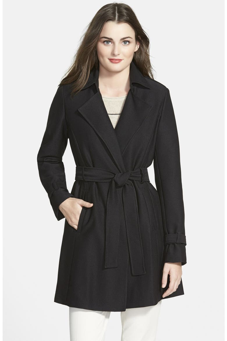 'Daphine' Belted Trench Coat, Main, color, BLACK