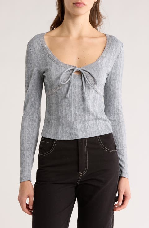 Lace Tie Front Top