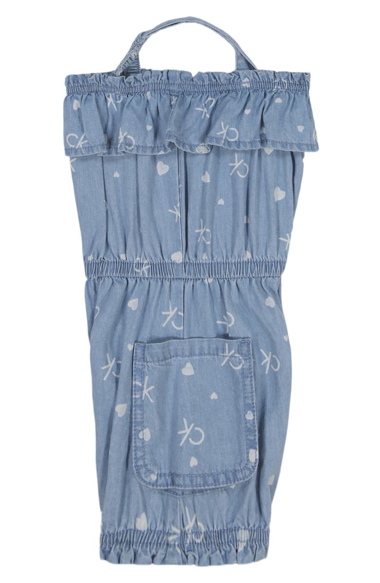 Calvin Klein Heart Logo Cotton Romper, Alternate, color,