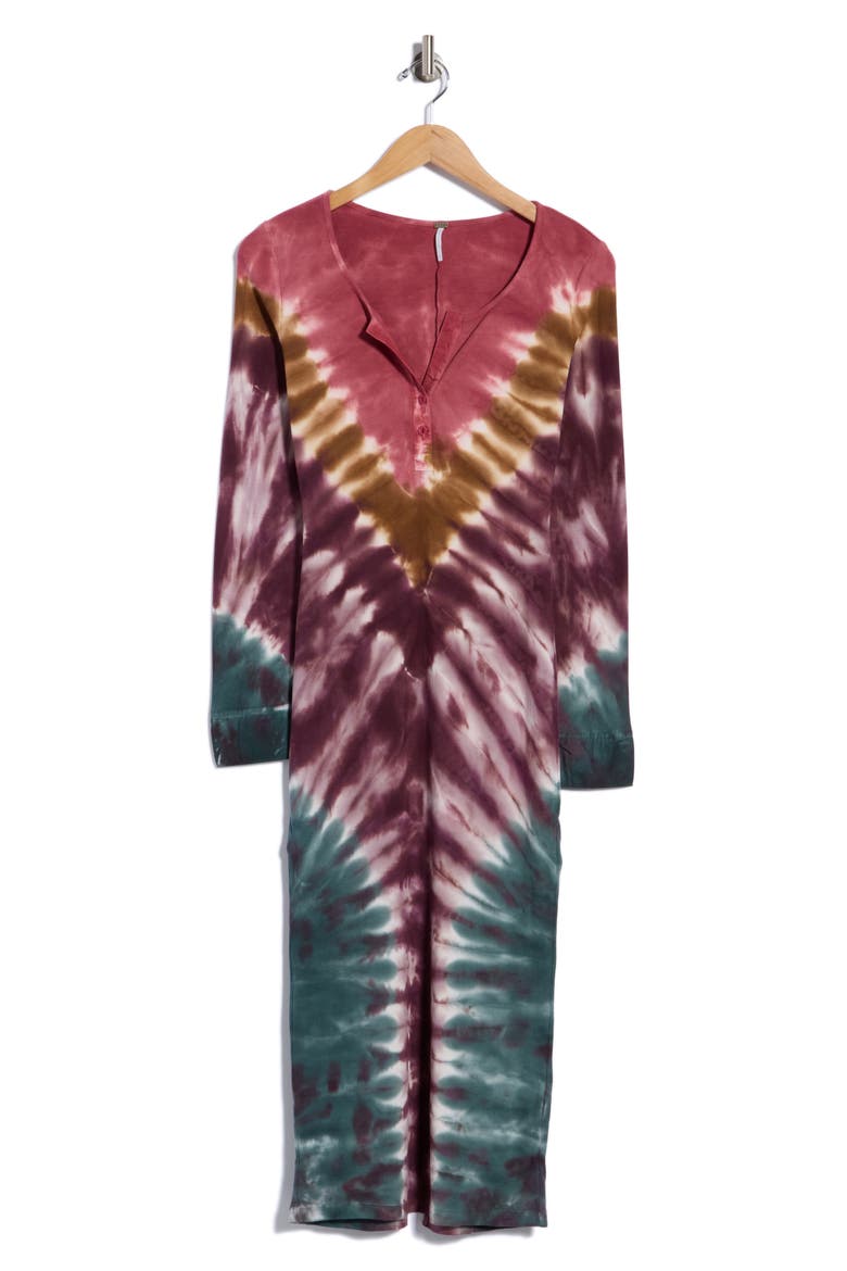 Leo Tie Dye Midi Dress, Alternate, color, DESERT ROSE VOLCANO WASH