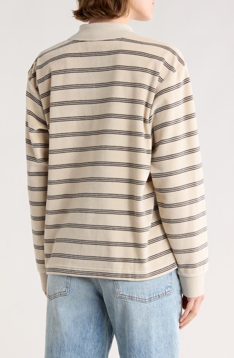 Obey Laurel Stripe Long Sleeve Polo, Alternate, color, Cement Multi