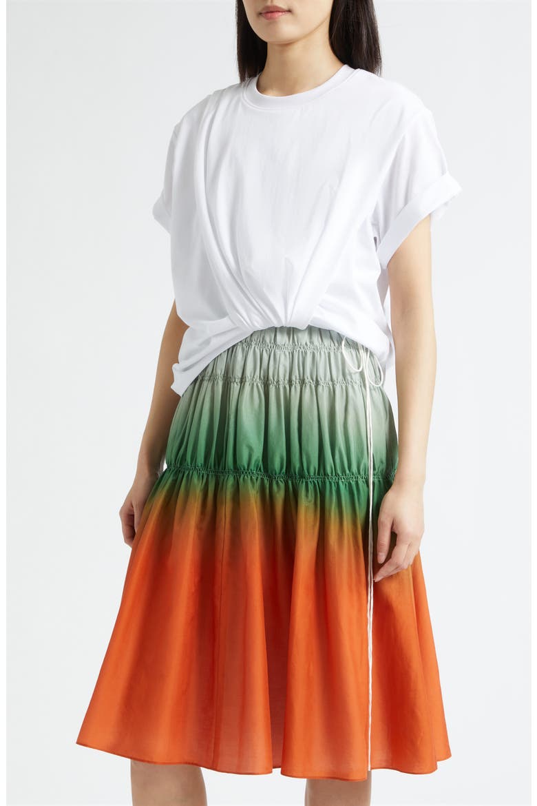 Mixed Media Ombré Midi Dress, Alternate, color, WHITE-FLAME MULTI