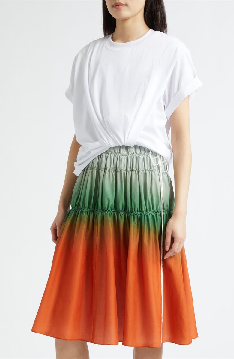 3.1 Phillip Lim Mixed Media Ombré Midi Dress, Alternate, color, White-Flame Multi