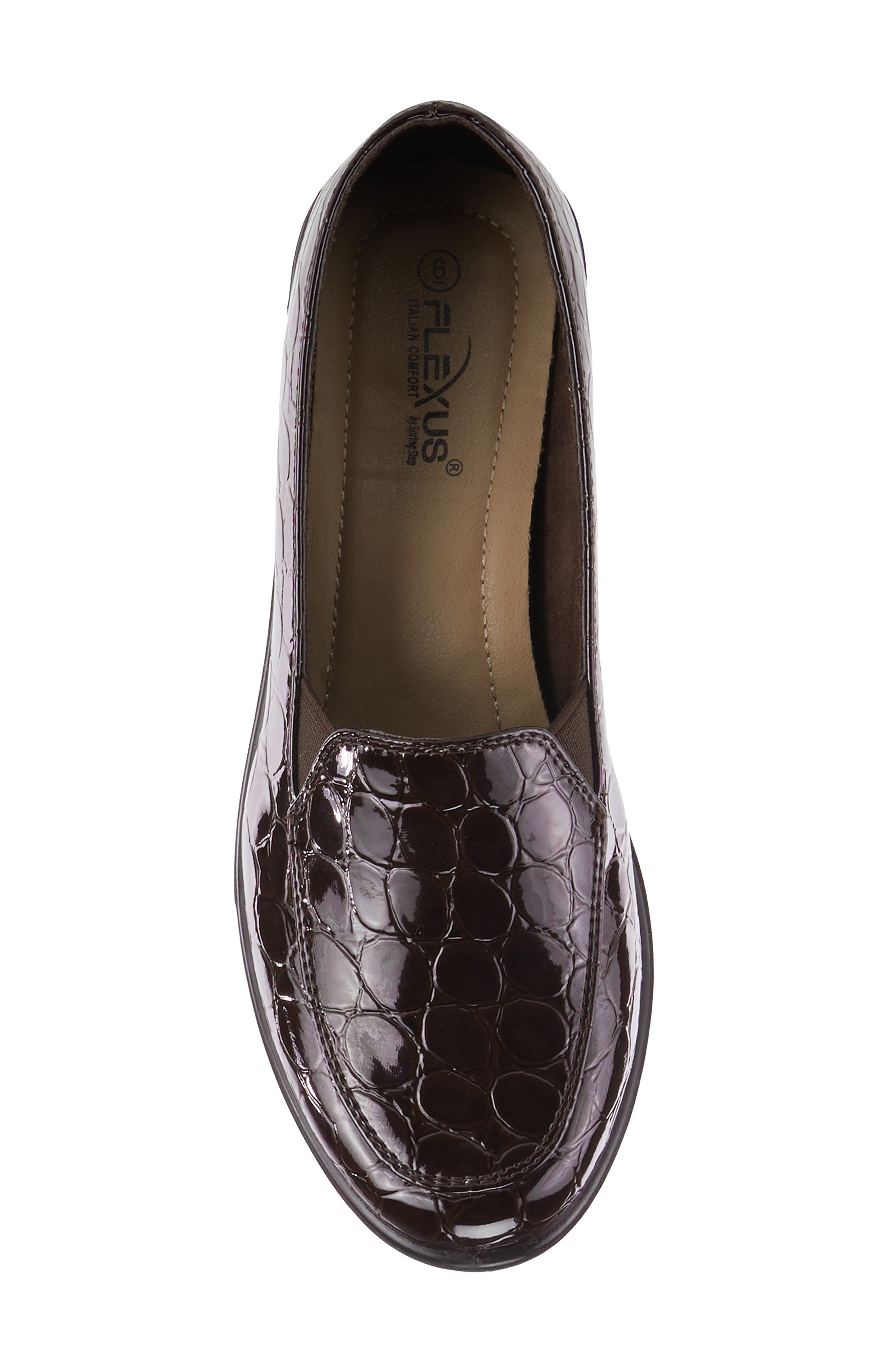 Flexus by Spring Step Biddey Wedge Loafer, Alternate, color, Dark Brown Croco