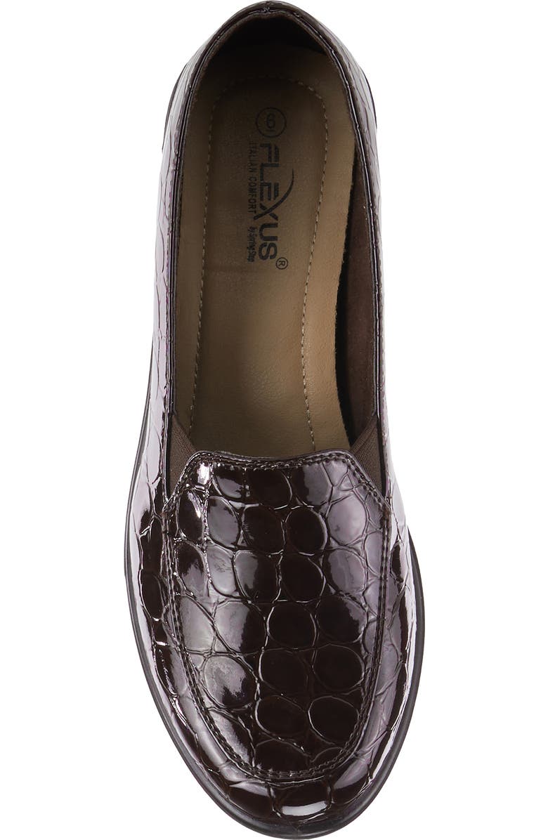 Flexus by Spring Step Biddey Wedge Loafer, Alternate, color, Dark Brown Croco