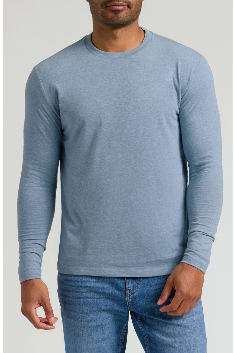 Classic Long Sleeve Crewneck T-Shirt, Main, color, HEATHER INDIGO