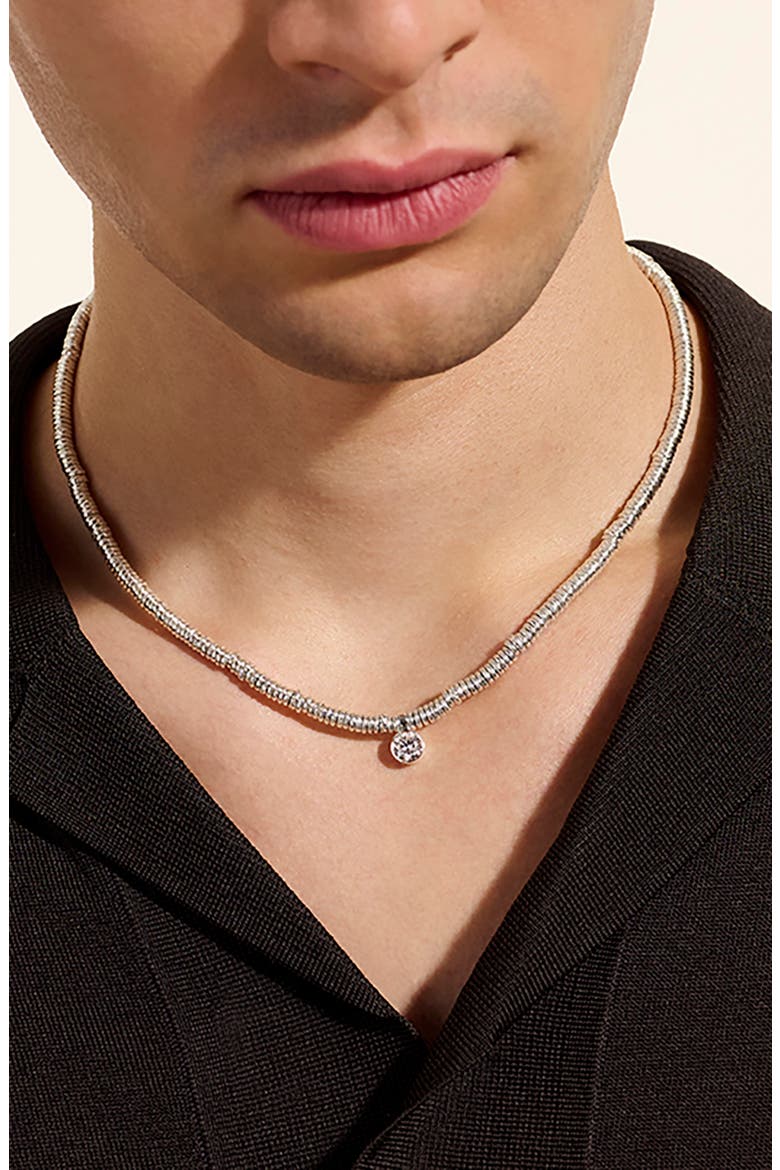 JH Lovestruck™ Heishi Pendant Necklace, Sterling Silver, Lab-Grown Diamond, 1.0TCW, Alternate, color, SILVER