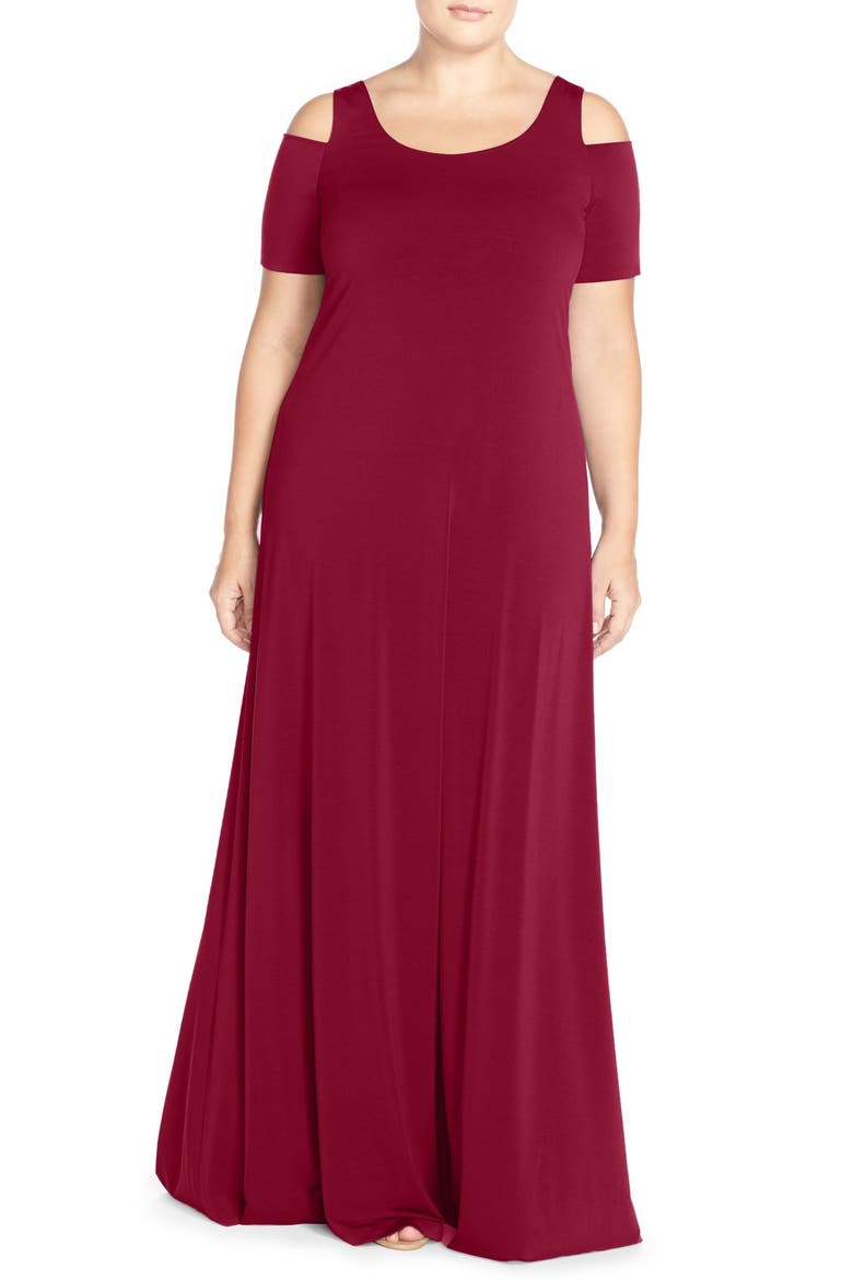 Cold Shoulder Maxi Dress, Main, color, TIBETAN RED