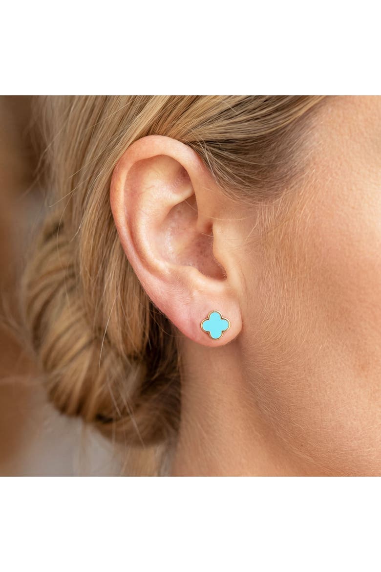 Mini Turquoise Clover Stud Earrings, Alternate, color, Turquoise