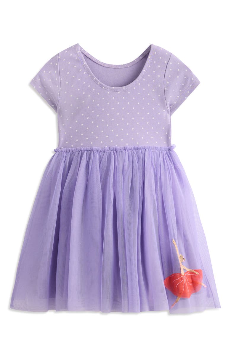 Mini Boden Kids' Ballerina Appliqué Jersey & Tulle Party Dress, Alternate, color, 