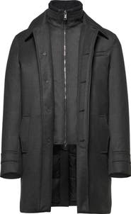 Norwegian Wool Waterproof Virgin Wool & Silk Down Coat with Removable Bib