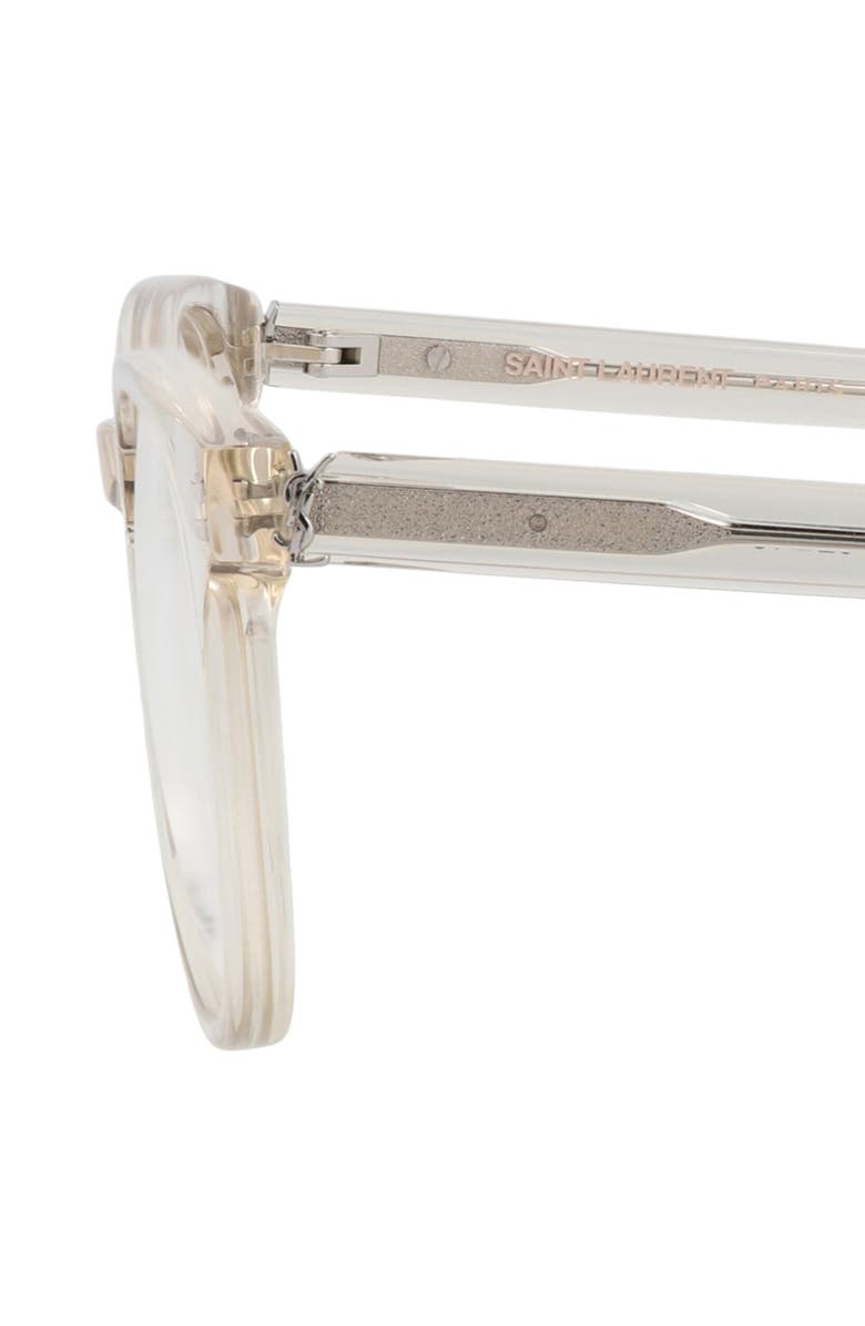 Saint Laurent 52mm Round Optical Frames, Alternate, color, Beige Beige Transparent