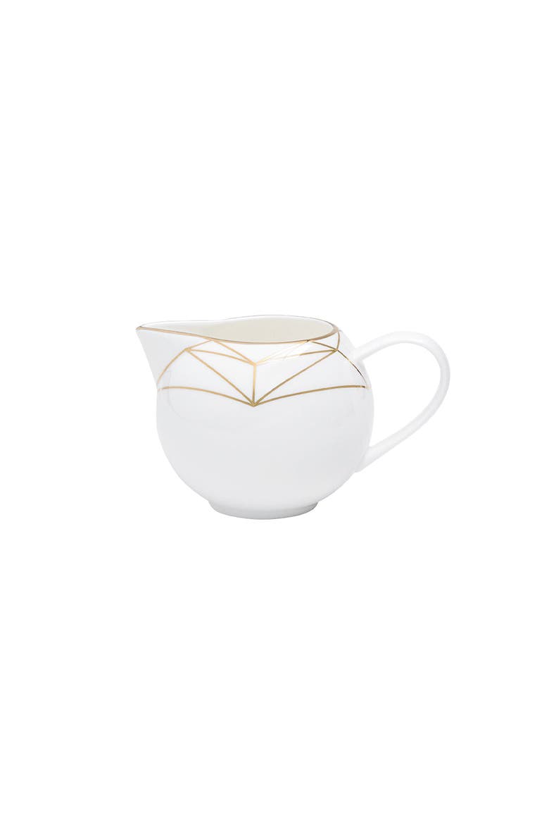 Gem Cut Gold Creamer, Main, color, White