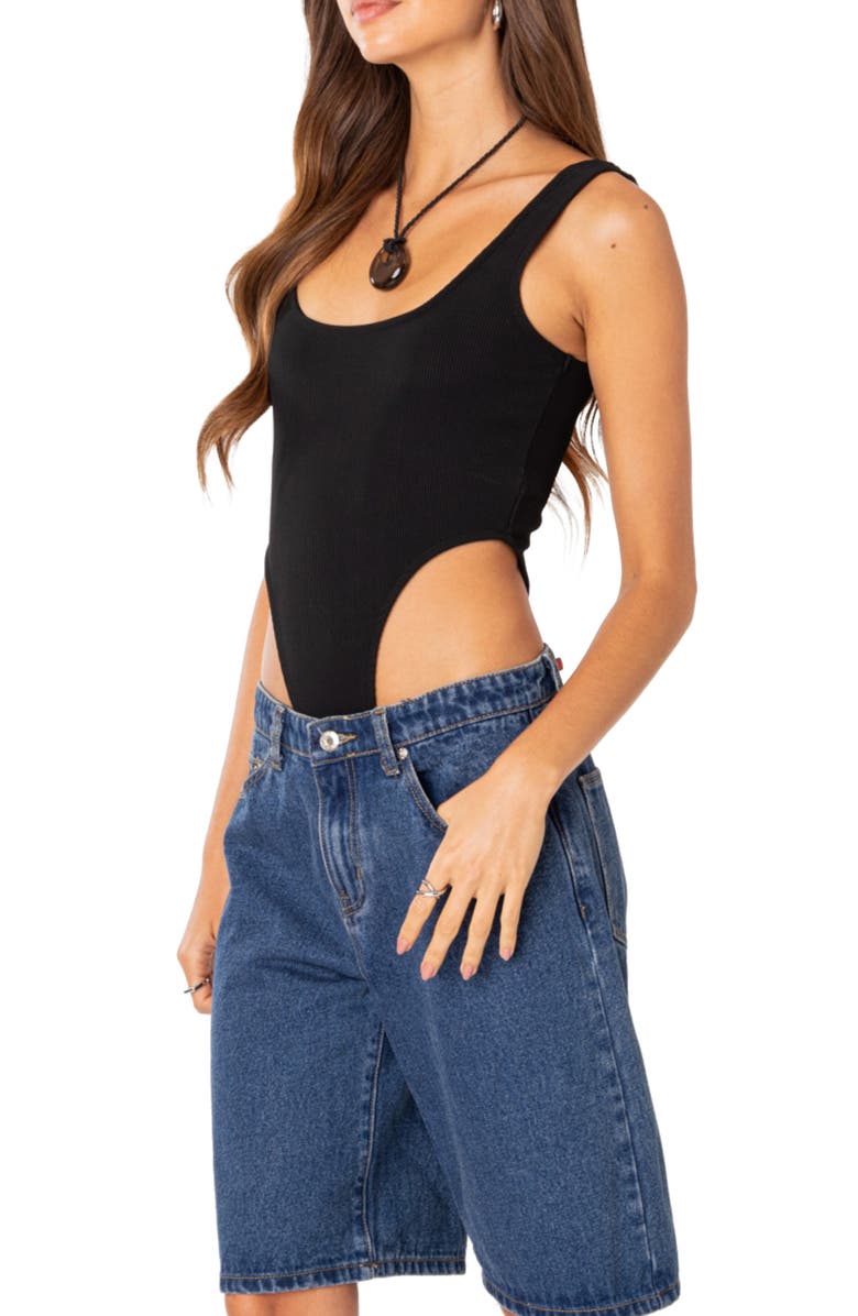 EDIKTED High Cut Rib Bodysuit, Alternate, color, 