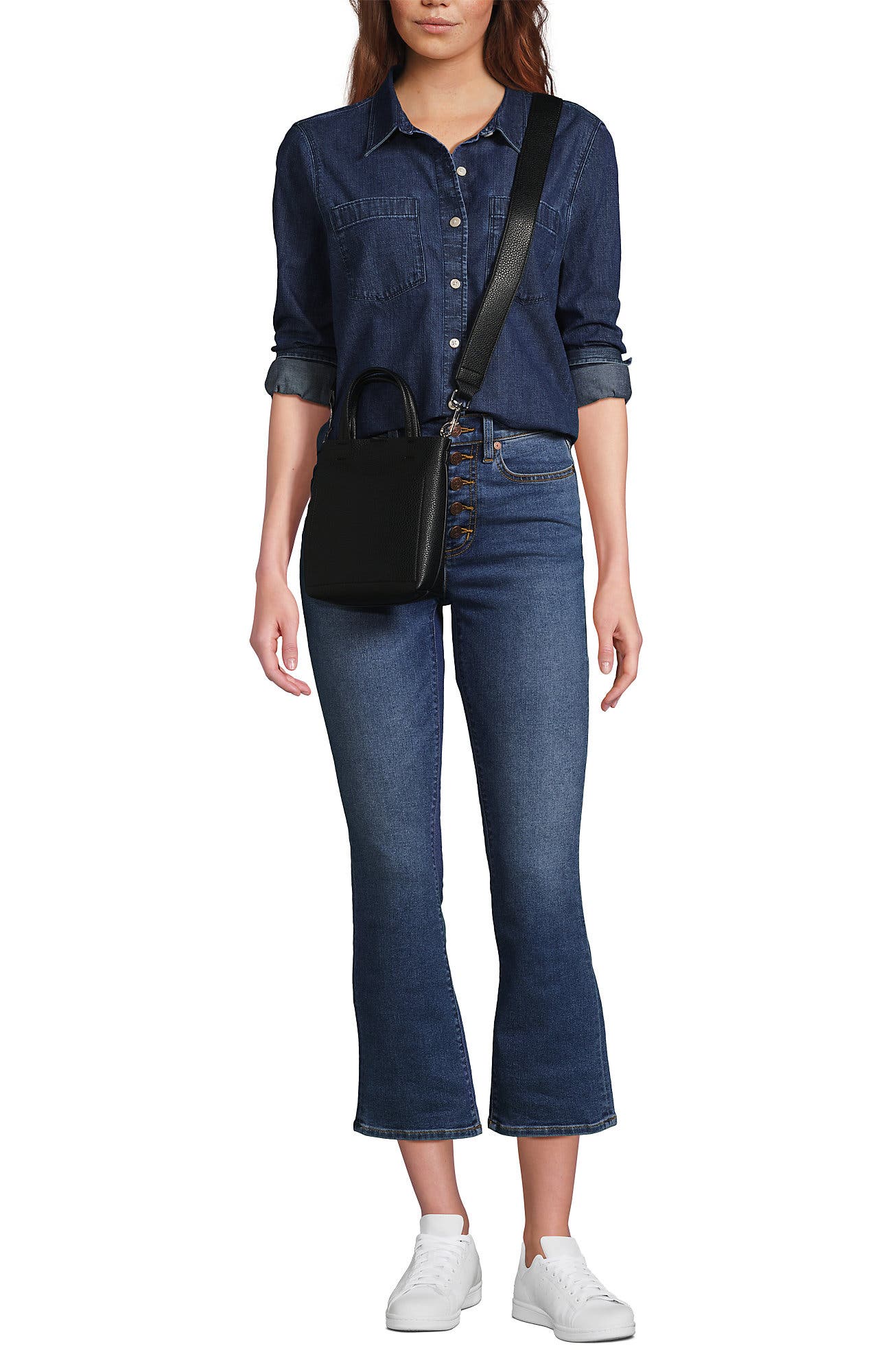 Lands' End Faux Leather Crossbody Bag, Main, color, 