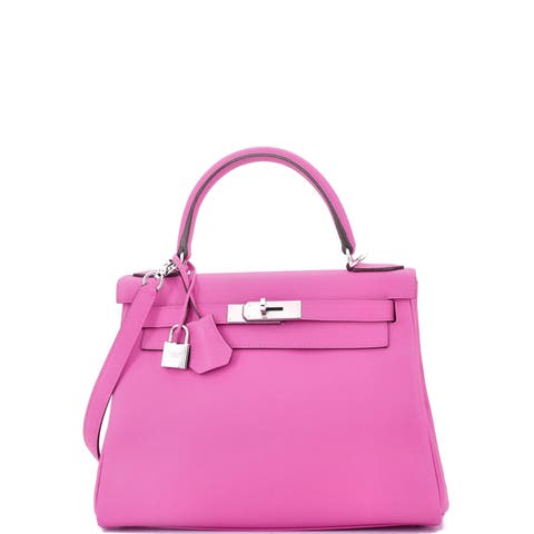 Kelly Handbag Pink Evercolor with Palladium Hardware 28