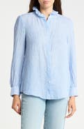JMCLAUGHLIN Julian Ruffle Collar Button Front Linen Top