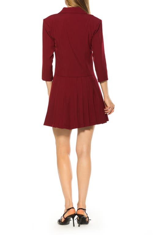 Alexia Admor Jacki Pleated Blazer Dress In Burgundy