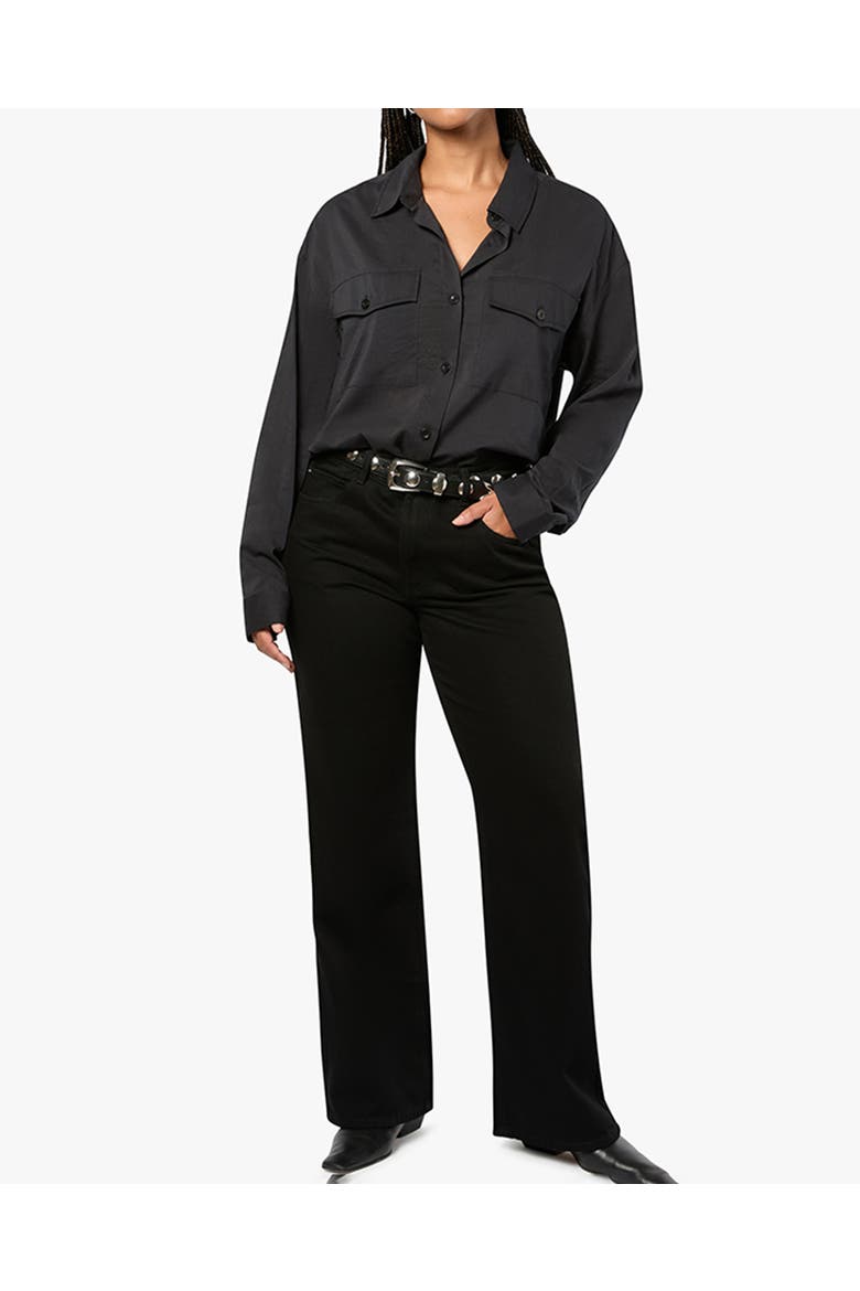 Boxy Button Down Shirt, Alternate, color, BLACK