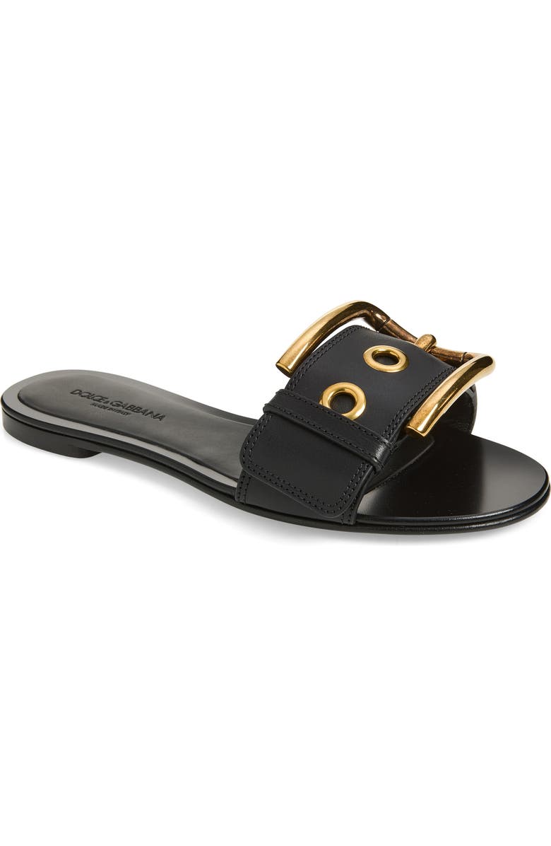 Dolce&Gabbana Buckle Slide Sandal, Main, color, Nero