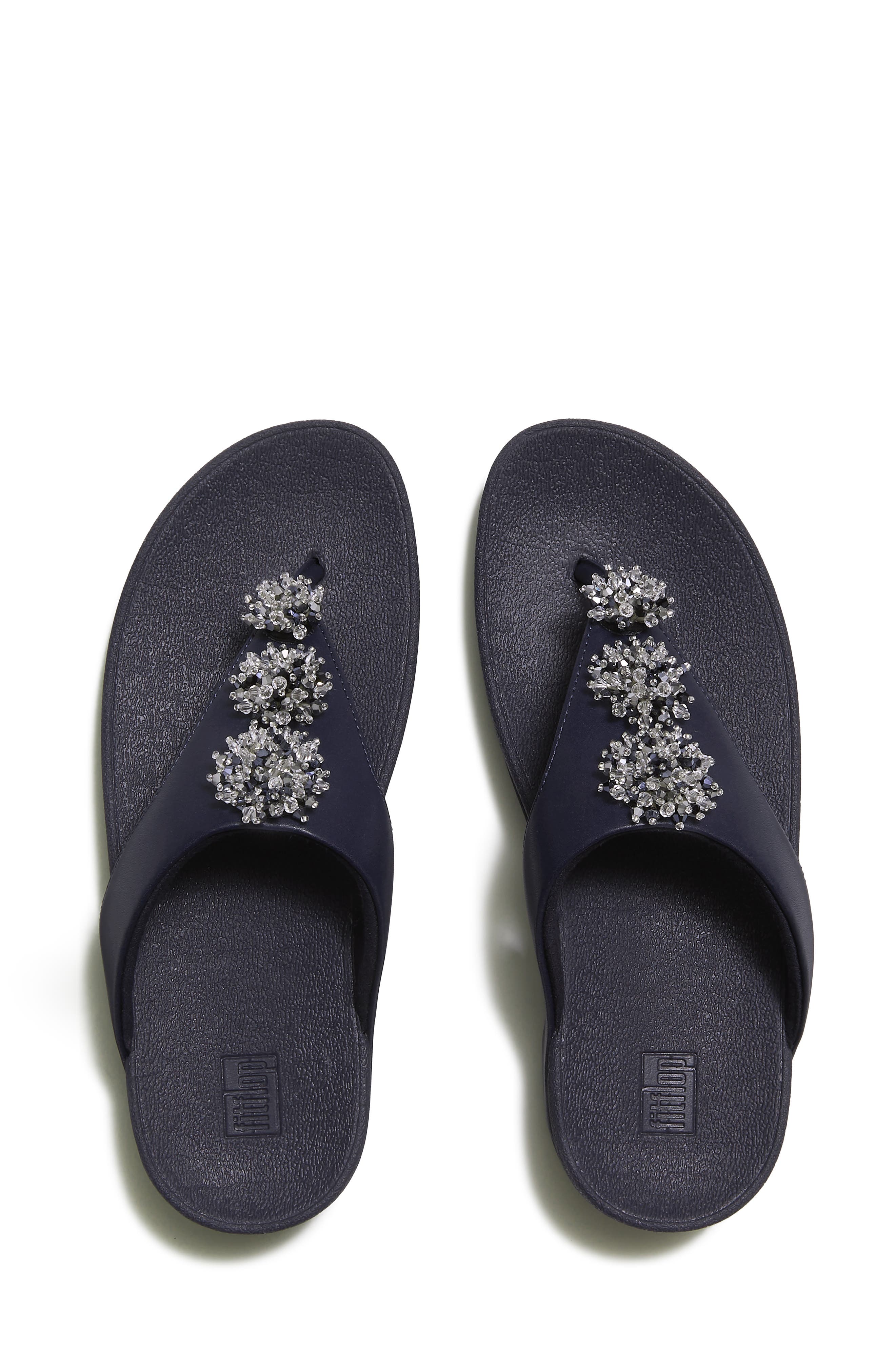 Flowrise Embellished Wedge Flip Flop, Alternate, color, MIDNIGHT NAVY