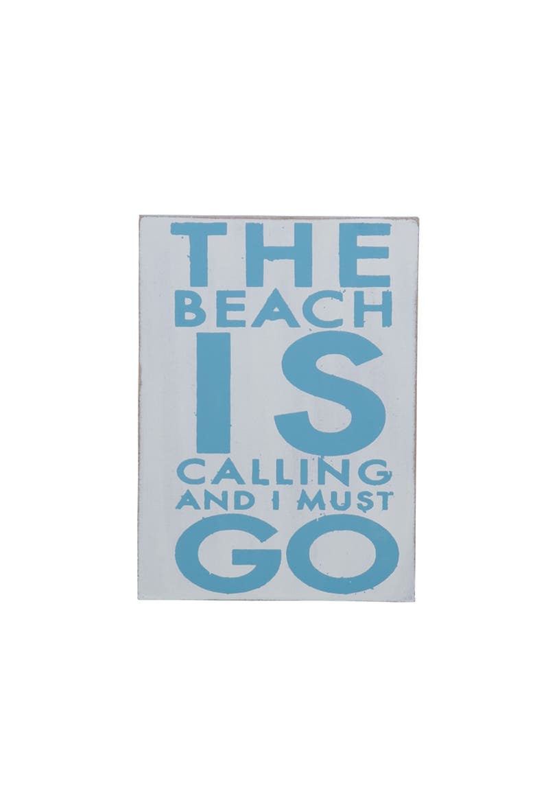 The Beach Is Calling Coastal Plaque Sign Wall Hanging Decor Decoration For The Beach 5 x 0.5 x 7 Inches., Main, color, White