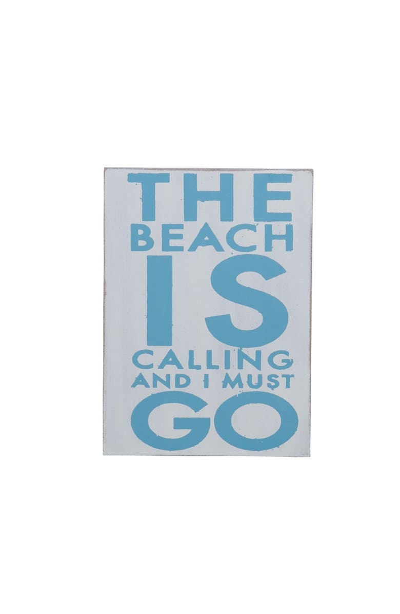 Beachcombers The Beach Is Calling Coastal Plaque Sign Wall Hanging Decor Decoration For The Beach 5 x 0.5 x 7 Inches., Main, color, White