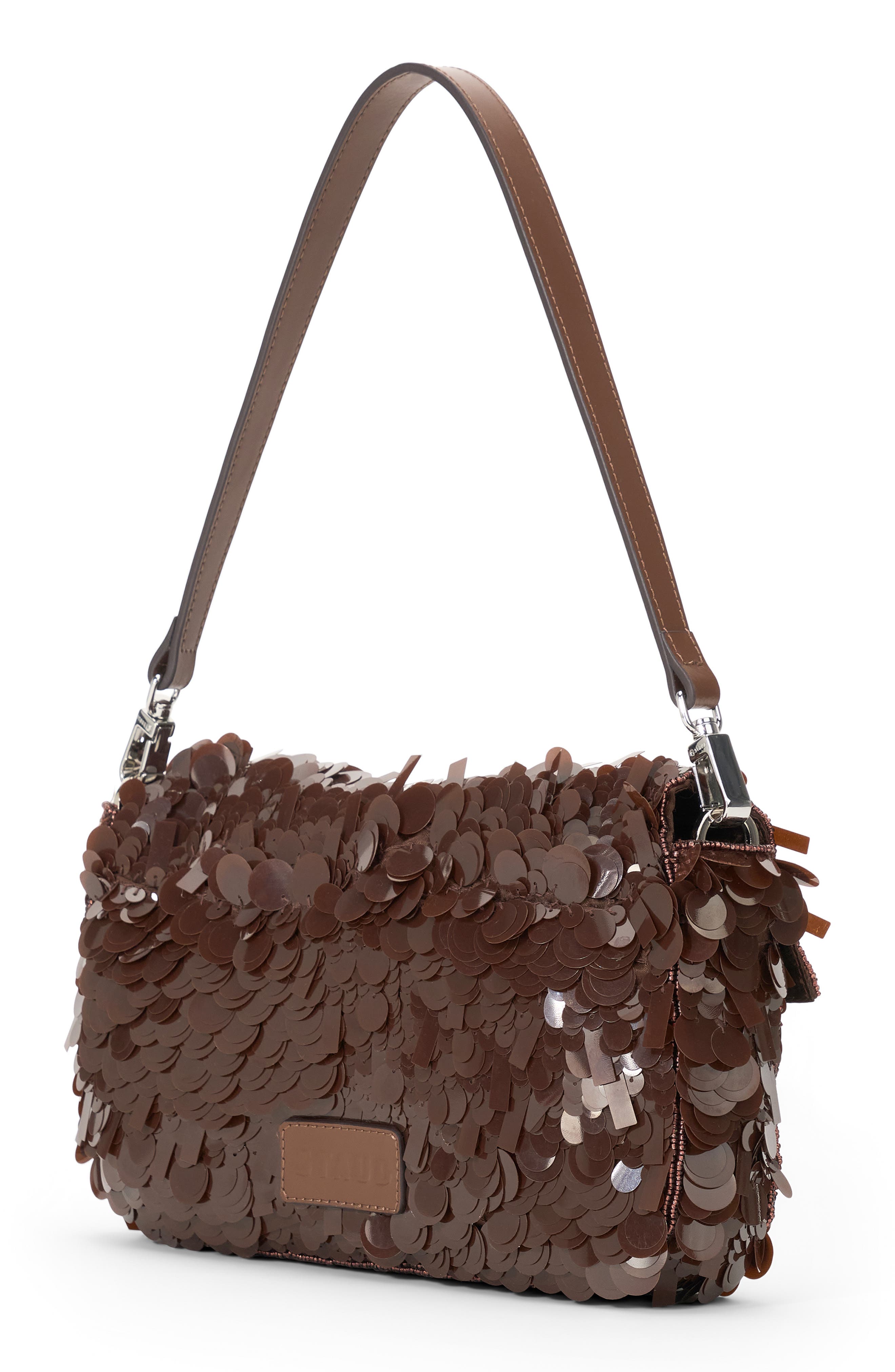 Timmy Sequin Shoulder Bag, Alternate, color, CACAO