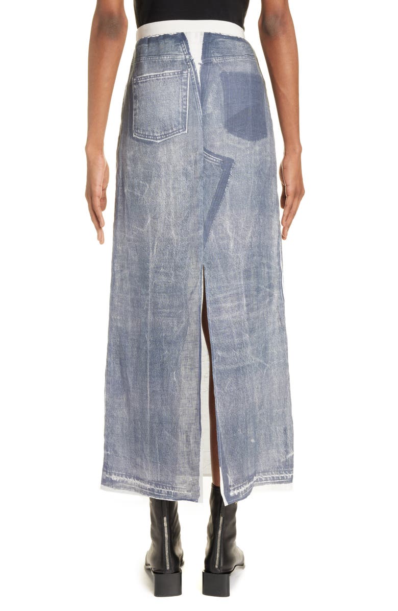 Acne Studios Ippina Trompe l'Oeil Linen Midi Skirt, Alternate, color, 