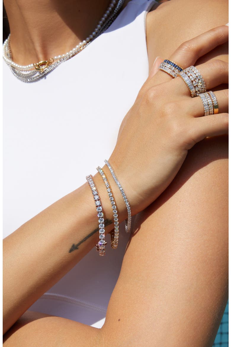 Lab Grown White Sapphire Tennis Bracelet 10ct, Alternate, color, Sterling SIlver