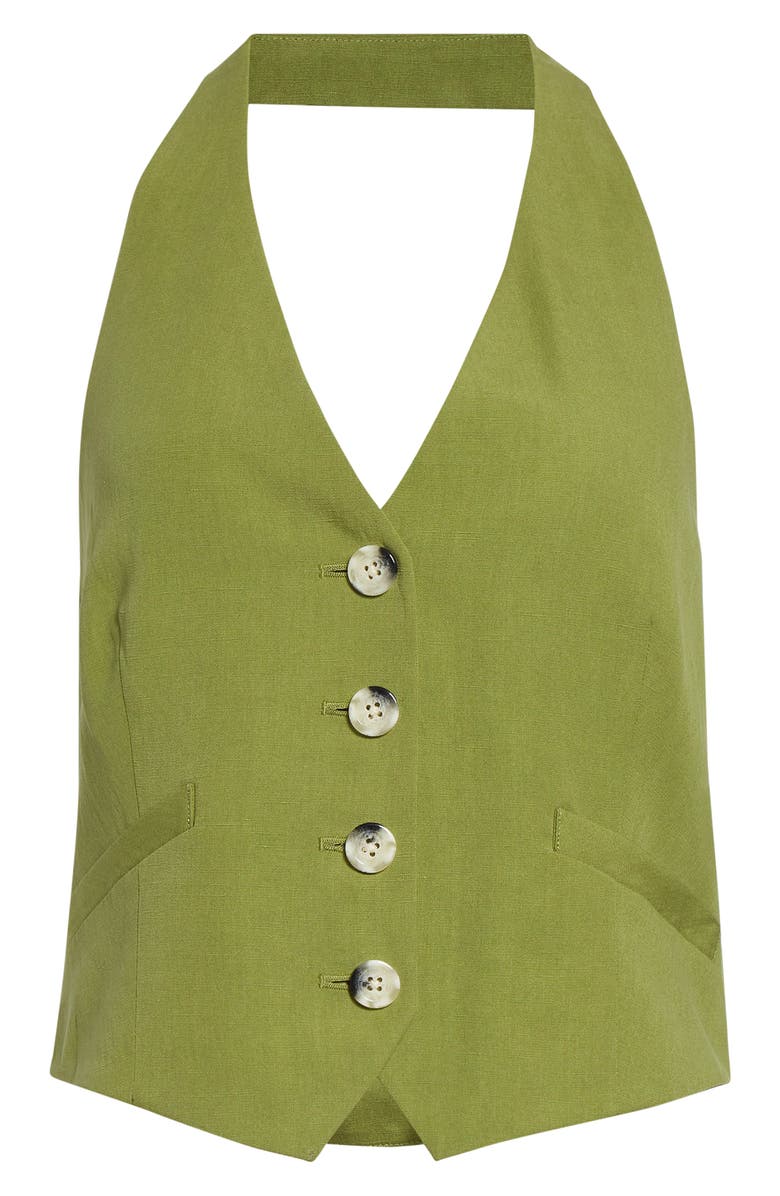 Veronica Beard Arabella Linen Blend Halter Vest, Alternate, color, Cactus