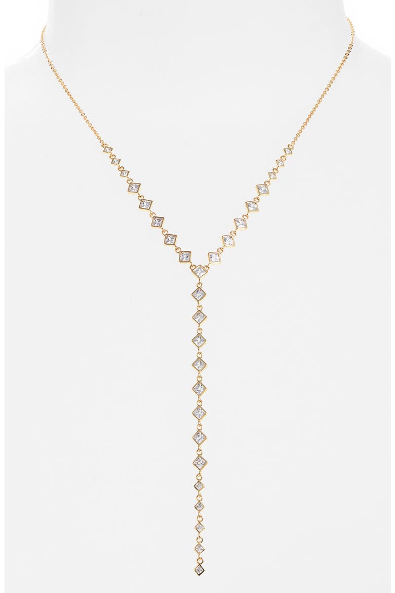 Cubic Zirconia Y-Necklace, Alternate, color, CLEAR- GOLD