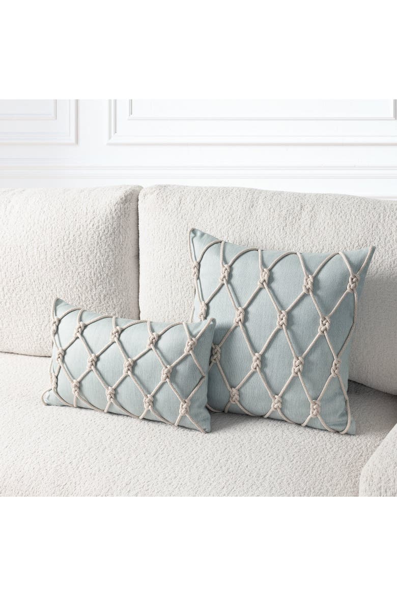 Latticework Hand-Knotted Indoor & Outdoor Woven Accent Pillow & Insert, Alternate, color, Opal