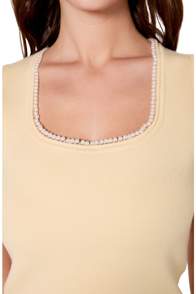Imitation Pearl Trim Knit Tank, Alternate, color, BUTTER