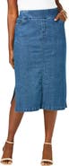 Jessica London Comfort Waist Stretch Denim Midi Skirt