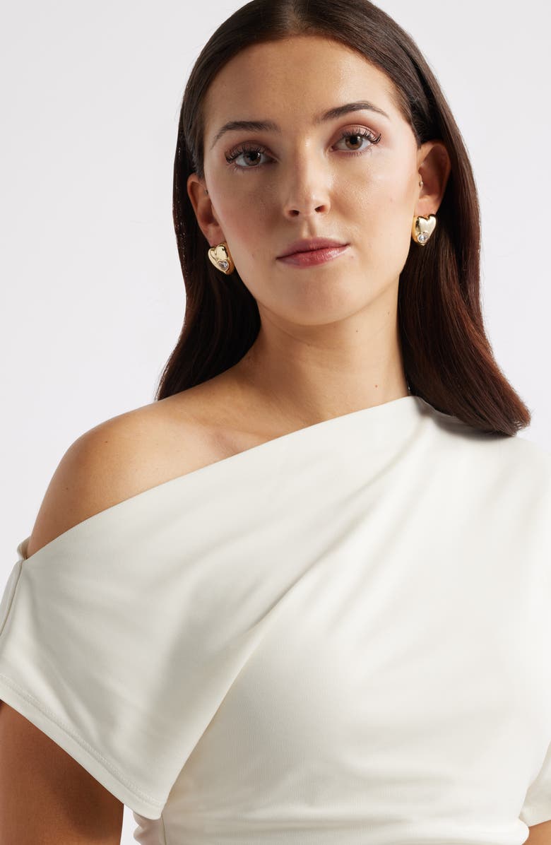 Nordstrom Puffy Heart & Stone Stud Earrings, Alternate, color, Clear- Gold