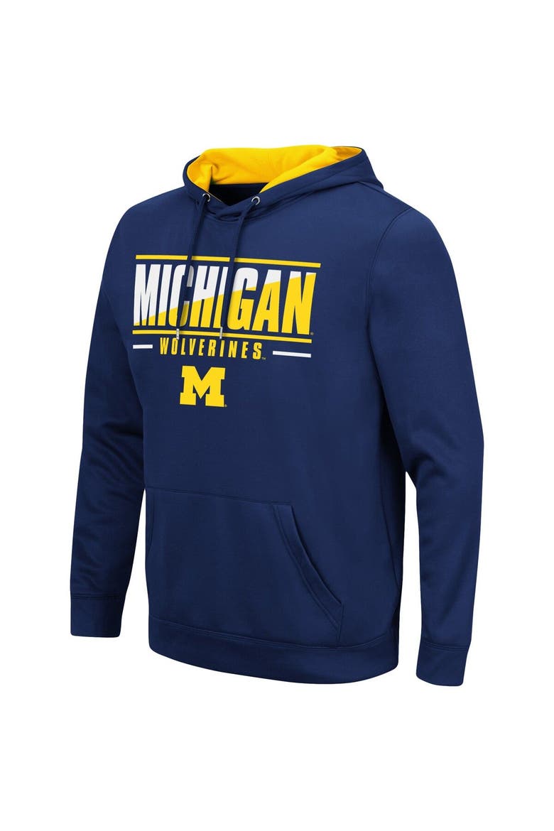 Men's Colosseum Navy Michigan Wolverines Slash Stack 2.0 Pullover Hoodie, Alternate, color, Navy
