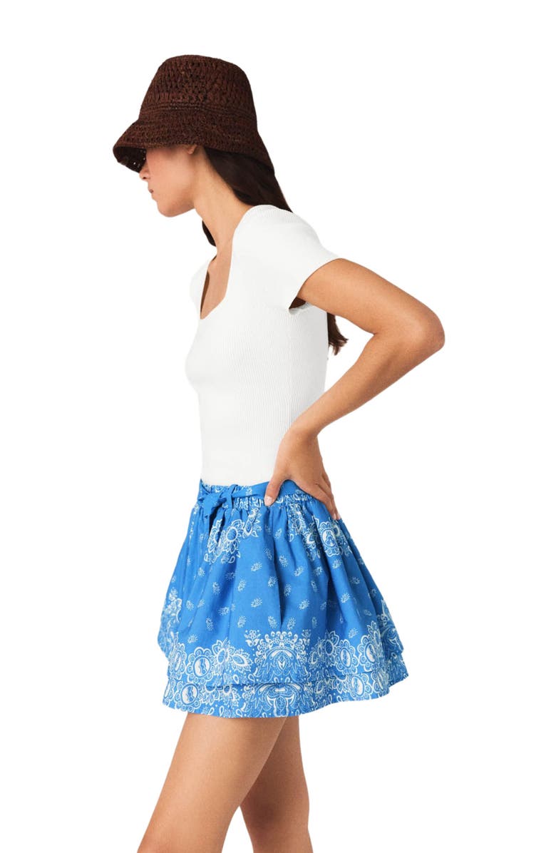 maje Printed ruffled skirt, Alternate, color, Sky Blue Bandana Print