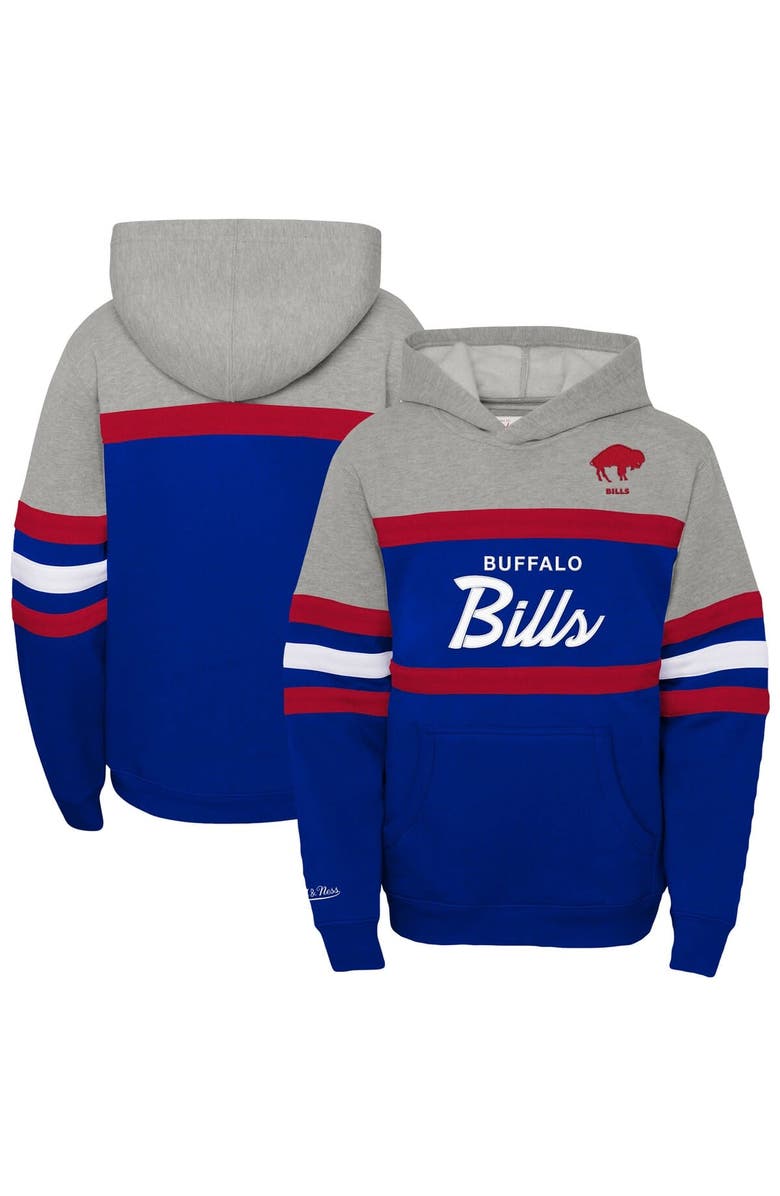 Mitchell & Ness Youth Mitchell & Ness  Royal Buffalo Bills Throwback Head Coach Pullover Hoodie, Main, color, 