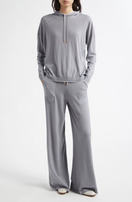 Eleventy Merino Wool Hoodie In Dust And White