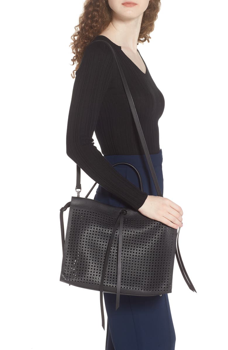 BOSS Katlin Small Perforated Leather Tote, Alternate, color,