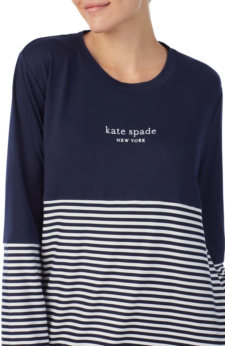 Kate Spade New York stripe colorblock nightgown, Alternate, color, 